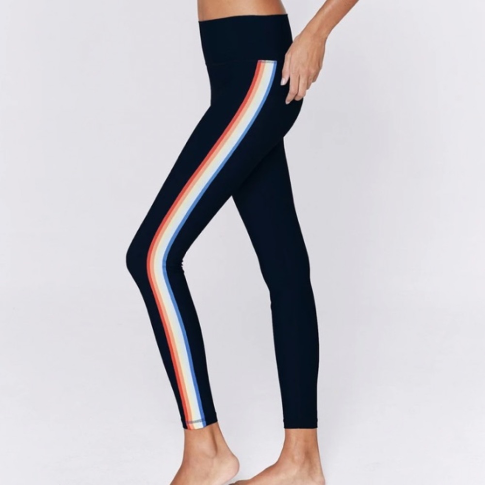 Spiritual Gangster Rainbow Stripe Compressive High Waist 7/8 Legging